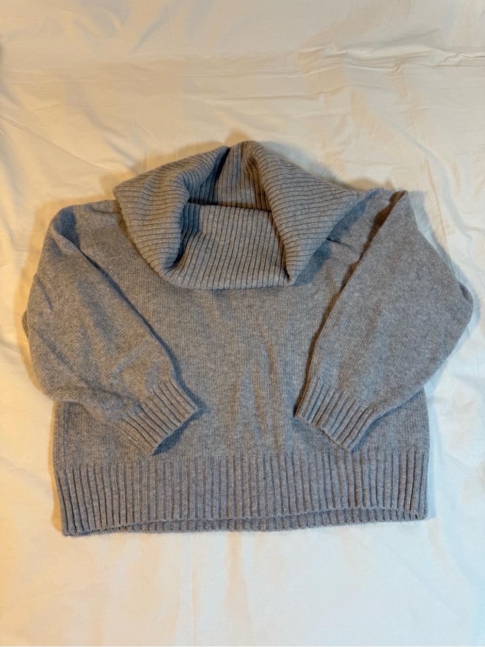 Abound Light Gray Ribbed Cowl-Neck Sweater Large
